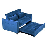 3 in 1 Convertible Sleeper Sofa Bed, Modern Pull Out Couch Bed, Adjustable Backrest, Velvet Loveseat W2121P218083