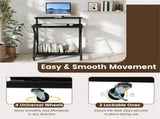 Black Rolling Computer Desk with Power Strip 32" Mobile Office Desk with Monitor Stand 36811141