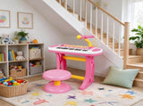Kids Toy Keyboard Piano, Toddler Electronic Instrument with Stool, Microphone & Flashing Lights for 26422250