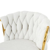 Modern design High stool Gold Plated legs Kitchen Dining White linen bar chair, suitable for Cafe W210P201267