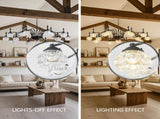 15 Lights Black Vintage Crystal Chandelier Farmhouse Round Hanging Light Fixture for Dining Room 47680282