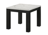 White Black 3-Piece Living Room Table Set Faux Marble Table Top Cocktail Table and Two Matching End B011P244309