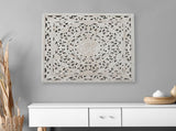 White Square Shape Handcrafted Wooden Wall Decor 36"x36" Elegant Home Accent B346P356171