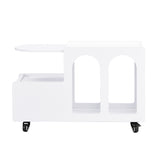 ON-TREND Mobile End Table with lockable wheels, Cream Style Side Table with Storage Drawer, 11.8inch N721P191983K