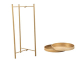 Modern Folding Metal 2-Tier Plant Stand Potted Plant Holder Shelf with 2 Round Trays Indoor Outdoor, W2181P155110