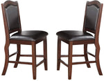 ZUN Dark Brown Wood Finish Set of 2 Counter Height Chairs Faux Leather Upholstery Seat Back Kitchen HS00F1346-ID-AHD