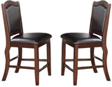 ZUN Dark Brown Wood Finish Set of 2 Counter Height Chairs Faux Leather Upholstery Seat Back Kitchen HS00F1346-ID-AHD