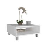 Eclipse 10" H Low Minimalistic Square Coffe Table with Open Storage White B070P254752