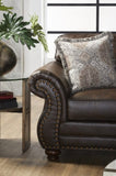 Leinster Fabric Upholstered Nailhead Loveseat in Espresso T2574P196594