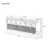 ZUN U_STYLE Homes Collection Wood Storage Bench with 3 Drawers and 3 Baskets WF323641AAB