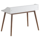 ZUN White and Walnut Writing Desk with Tapered Legs B062P153654