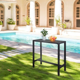 ZUN 40in Iron With Adjustment Knob Patio Bar Table Black 72049429