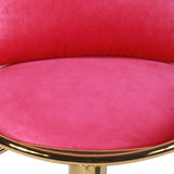 Rose Red velvet bar chair, pure gold plated, unique design,360 degree rotation.adjustable W117094402