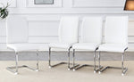 ZUN Luxury Simple Arch Chair - Set of 4 White PU Material High Resilience Dining Chair with Arched Metal W1151P154858