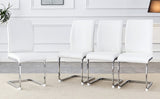 ZUN Luxury Simple Arch Chair - Set of 4 White PU Material High Resilience Dining Chair with Arched Metal W1151P154858