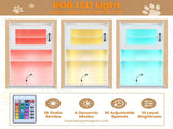 Hidden Cat Litter Box Enclosure with RGB LED Light & Power Outlet Station, MultiPurpose Cat House 95900103