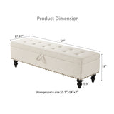 59" Bed Bench Ottoman with Storage Beige Fabric W1097124941