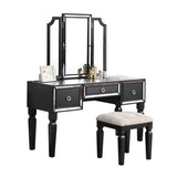 Luxurious Majestic Classic Black Color Vanity w Stool 3- Storage Drawers 1pc Bedroom Furniture B011111849