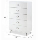 ZUN White 5-Drawer Chest with Ring Pull Handles B062P209030