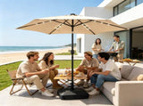 9ft Solar Patio Umbrella with LED Lights, Outdoor Market Table Umbrella with Push Button Tilt & 40652998