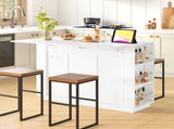 U-Style 47.2" Counter Height Table with Foldable Top & Power Outlet, Sideboard Buffet Cabinet & Bar N711P437715K