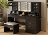 Large Vanity Table Set with LED Lighted Mirror, Vanity Desk with Charging Station, Makeup Table with 73192852