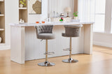 COOLMORE Velvet Bar Stool Set of 2, Adjustable Swivel Bar Stools with Silver Plated Metal Leg, W1539P320507