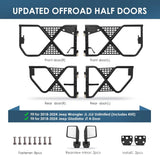 Tube Doors Tubular Half Doors with Side View Mirror Compatible with 2018-2024 Jeep Wrangler JL JLU & W2801P233183