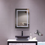 ZUN 28"x 20" Square Built-in Light Strip Touch LED Bathroom Mirror Silver 56002790