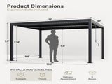 10' x 12'Pergola Modern Style with Adjustable Louvers for Outdoor Roof, Garden, Easy Assembly, 65073227
