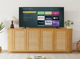 64-inch wave shaped TV stand, rounded corner sideboard, storage cabinet, buffet, wood vertical W1162P309026