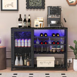 ZUN Bar Cabinet,Wine Bar Cabinet,Liquor Storage Credenza,Sideboard with Wine Racks & Stemware 17911249