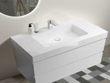 BB02-36-101, Integrated solid surface basin WITHOUT drain and faucet, glossy white color W1865P321775