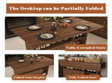 Multi-Functional Folding Table with Storage Shelves and Wheels, 47 Inch Foldable Dining Table for 61675914