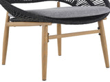 Cyril Outdoor Wicker Papasan Style Dining Chair, Teak Finished Leg and Dark Gray Faux Rattan, Gray N775P271975G