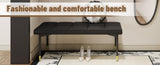 47*16 Inch Multifunctional Black Shoe Bench - Faux PU Cushion, Sturdy Metal Legs With Gold W1512P355040