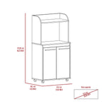 ZUN Rockford Kitchen Cart, Open Shelf, Double Door Cabinet, Two Interior Shelves B128P148971