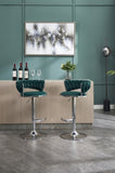 Set of 2 Bar Stools,with Chrome Footrest and Base Swivel Height Adjustable Mechanical Lifting Velvet W1249P247739