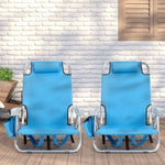 ZUN 63*65*82cm Short Oxford Cloth Silver White Aluminum Tube Bearing 100kg Beach Chair Blue 13123085