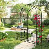 Metal Garden Arch with Gate 79.5'' Wide x 86.6'' High Climbing Plants Support Rose Arch Outdoor W1586P148090