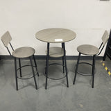 Round bar stool set with shelf, upholstered stool with backrest Grey, 23.62'' W x 23.62'' D x W1162101846