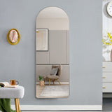 ZUN 4rd generation silver aluminum alloy metal frame arched wall mirror, bathroom makeup mirror, W1151P180034