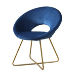 ZUN Slatina Blue Silky Velvet Upholstered Accent Chair with Gold Tone Finished Base T2574P164519