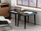 45" Extendable Dining Table Set, 2 Half-Round Tables Convertible to Oval for 4-6 People Black 18447026