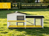 62" White Rabbit Hutch, Wooden Bunny Hutch, Guinea Pig Cage, Small Animal Enclosure with Run Area, 16415811