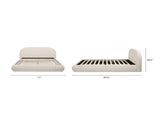 Archie Puffy Grounded Upholstered Platform Bed Queen, Oatmeal Light Beige Chenille B2719P479035