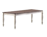 ZUN Transitional Style 1pc Table w 2x Leaves Antique White Finish Oak Top Rectangle Table Kitchen B011P222503