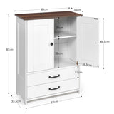 Dog feeding station, double door locker with 2 adjustable dog bowls, 3 hooks on right side, white W1687P270768
