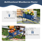 ZUN 2 In 1 Wheelbarrow Planter,Wooden Wagon Planter with 9 Magnetic Accessories for Garden Yard 43009863