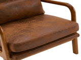 High Back Solid Wood Armrest Backrest Iron Frame Bronzing Cloth Indoor Leisure Chair Orange 79269077